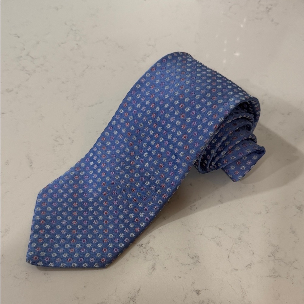Hart Schaffner Marx Blue Micro-Pattern Silk Tie